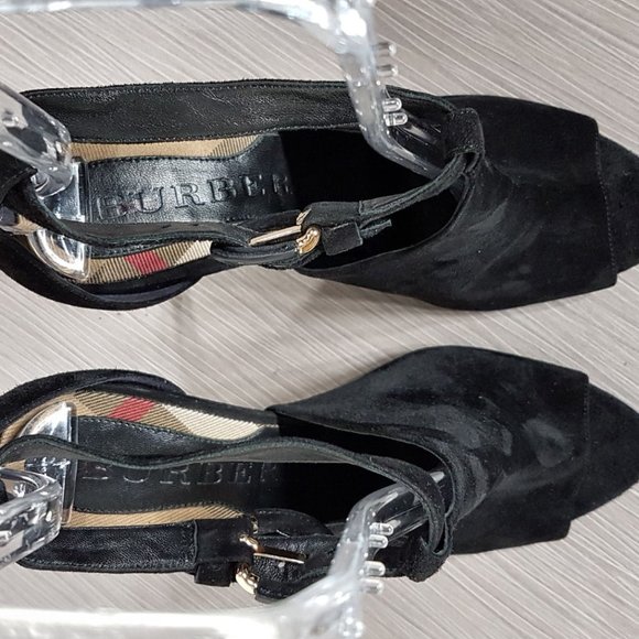 Burberry 'Luddington' Sandal Black Suede Womens Size 10 / 40 - Picture 6 of 9